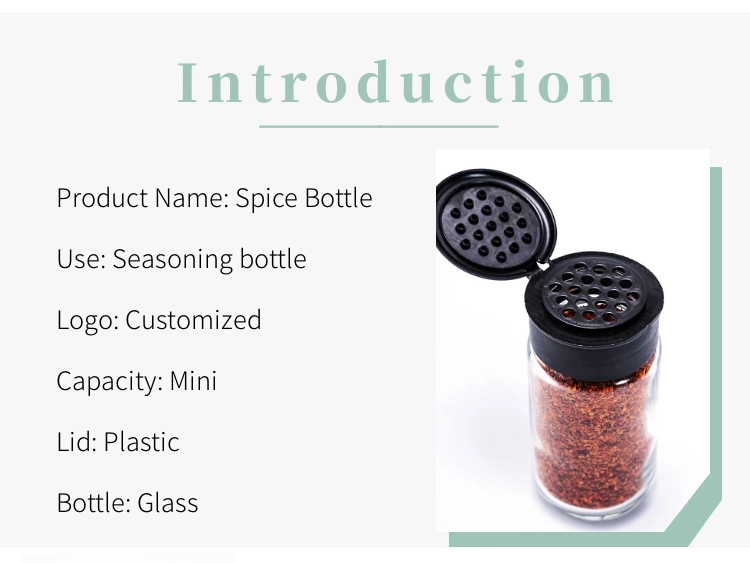 Mini Plastic Cap 120ml Salt and Pepper Jar Square Shaker Glass Spice Bottle for Spice Packaging