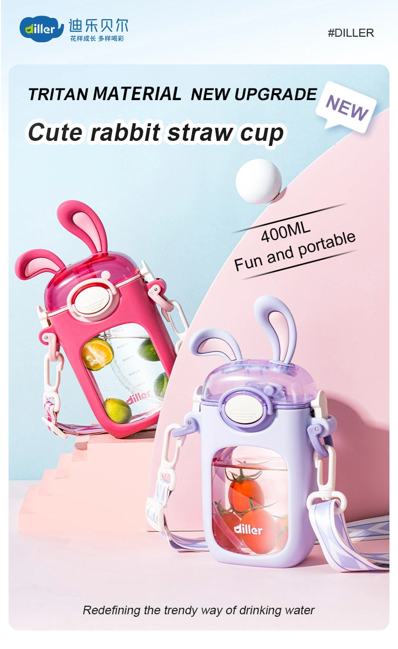 Wholesale Rabbit Kids Tritan BPA Free Plastic Water Bottles with Strap