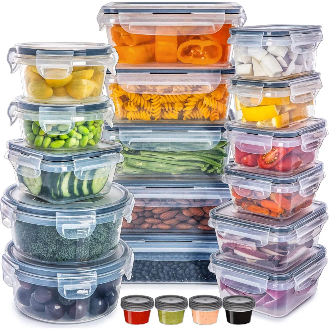 16 Piece Food Containers Kitchen Lunch Boxes Plastic Airtight Storage with Lids