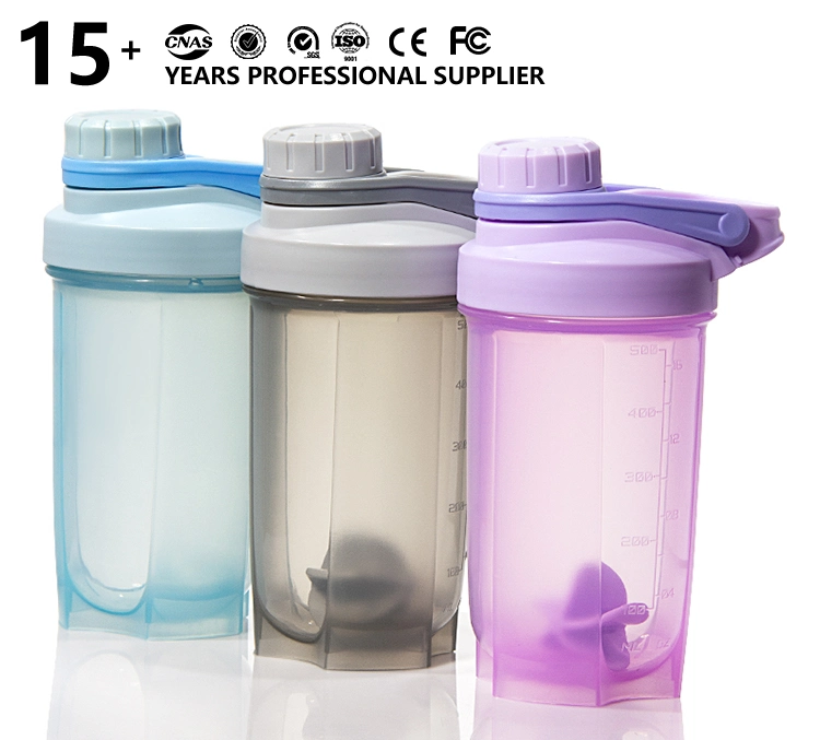 Free Sample 500ml 700ml Gym Sport Plastic Shaker Bottle with Mix Ball