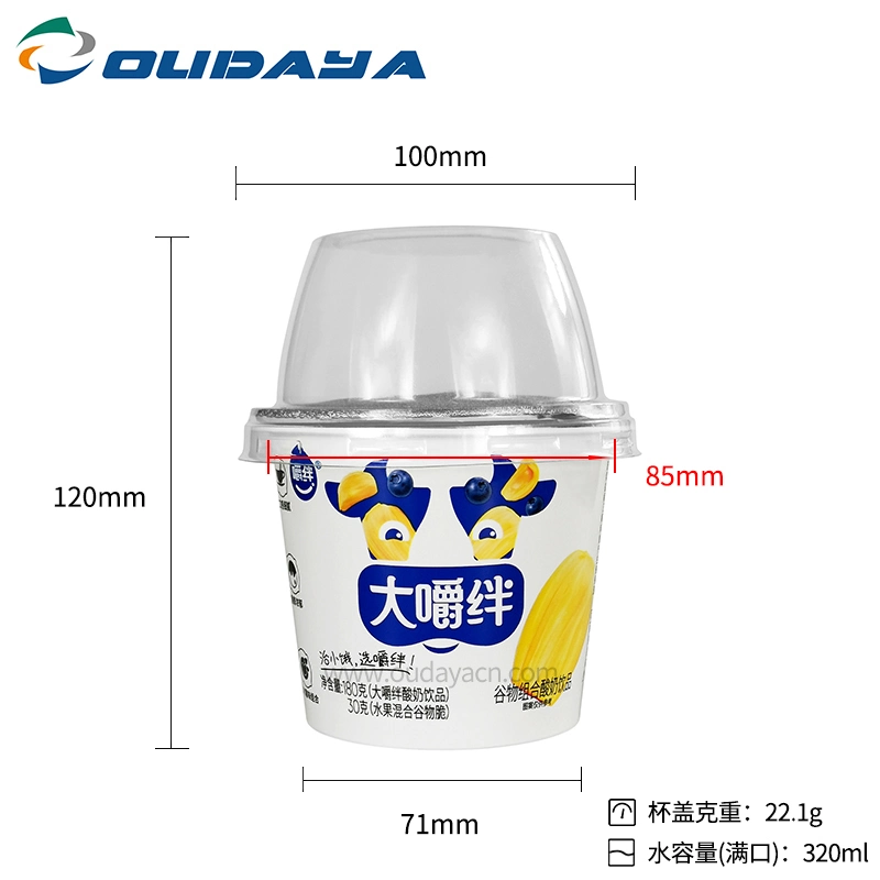 Custom Iml 320ml 180g Plastic Hard Frozen Yogurt Oatmeal Cereal Cup Tub Container with Dome Lids