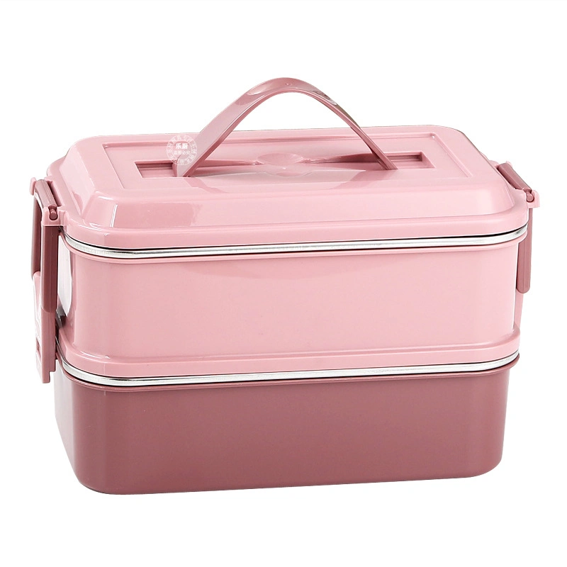 304 Stainless Steel Double-Layer Compartment Sealed Portable Leak-Proof Thermal Insulation Lunch Box
