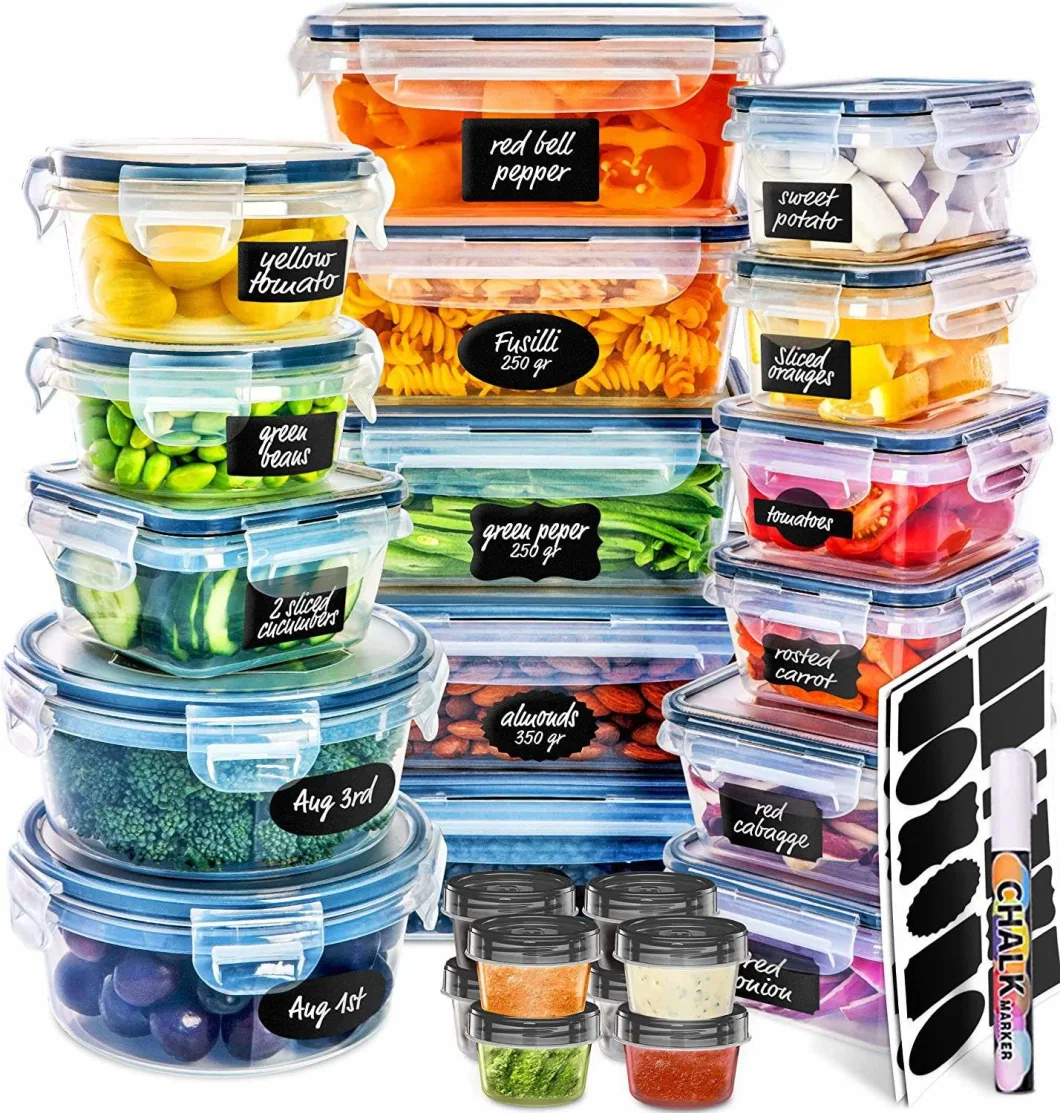 16 Piece Food Containers Kitchen Lunch Boxes Plastic Airtight Storage with Lids