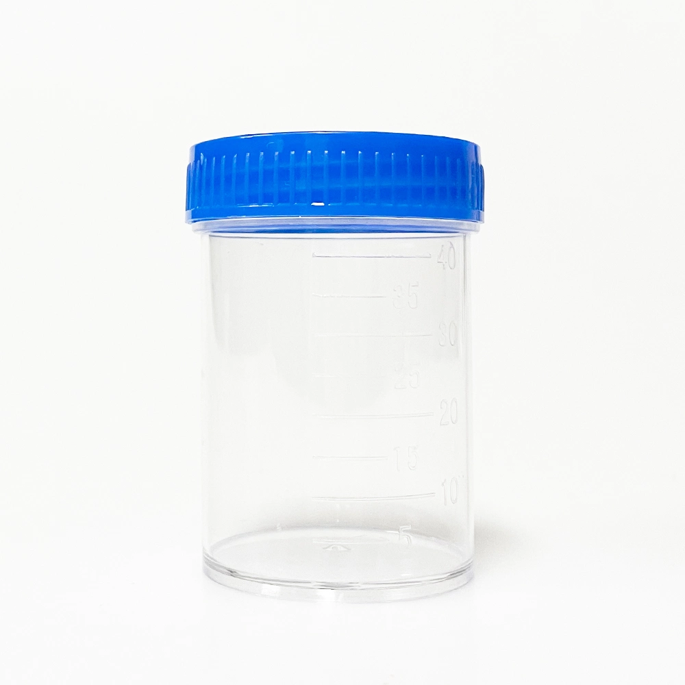 Renji Brand 40ml Plastic Sputum Cup with Screw Cap