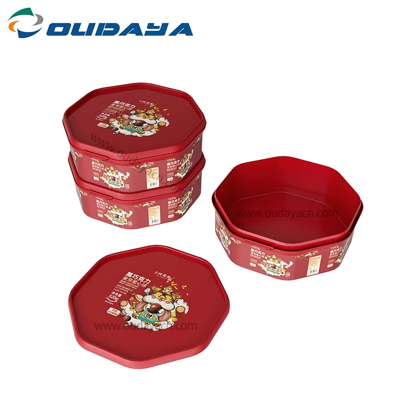 1.5L 1L Octagonal Plastic Iml Food Dates Boxes Container with Tamper Evident Lid