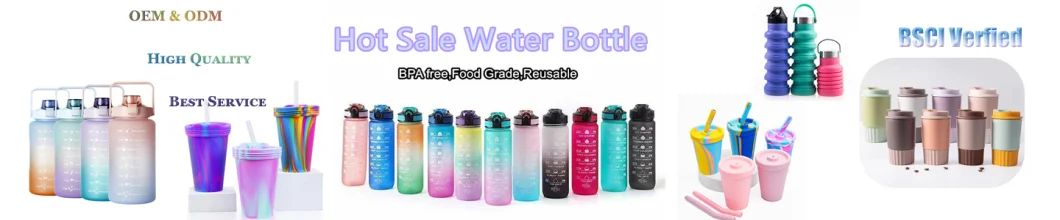 2000ml 64oz Plastic Sports Motivational Half Gallon Water Bottle
