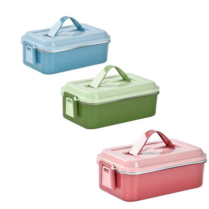 304 Stainless Steel Double-Layer Compartment Sealed Portable Leak-Proof Thermal Insulation Lunch Box