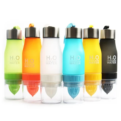 2020 Juice Water Bottle Portable H2O Lemon New Tritan Plastic Water Bottle with Infuser Fruit Water Bottle