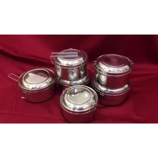 Stainless Steel with Magnetic Round Lunch Box Multi-Purpose Round Food Storage 16cm (with Magnetic Grid) Single Layer 500ml Esg14061