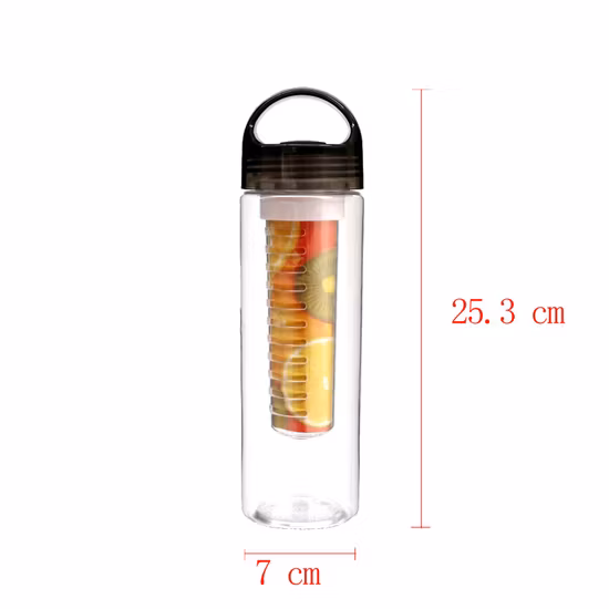 650ml Frost Colorful BPA Free Lemon H2O Plastic Fruit Infuser Water Bottle for Private Label with Rope Handle