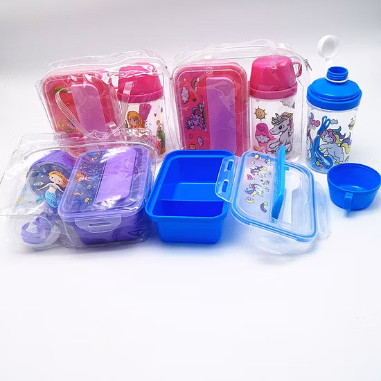 Lunch Box with Water Bottle Leak Proof Customized Plastic Wholesale Bento School Lunch Box Kids with Water Bottle Set