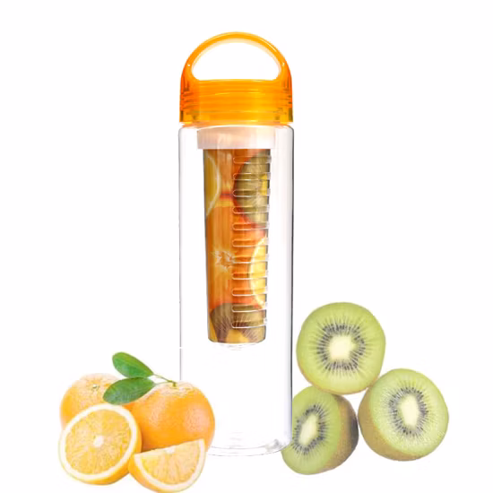 650ml Frost Colorful BPA Free Lemon H2O Plastic Fruit Infuser Water Bottle for Private Label with Rope Handle