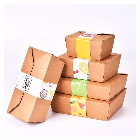 Custom Disposable Brown Chinese Food Takeout Boxes Packaging Container Kraft Paper Lunch Boxes