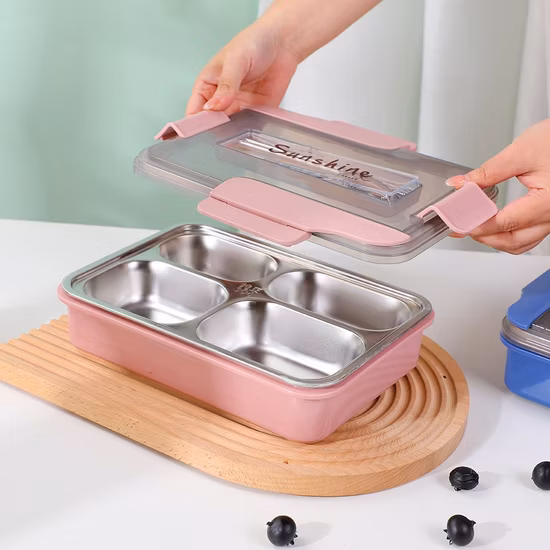 304 Stainless Steel Double-Layer Compartment Sealed Portable Leak-Proof Thermal Insulation Lunch Box