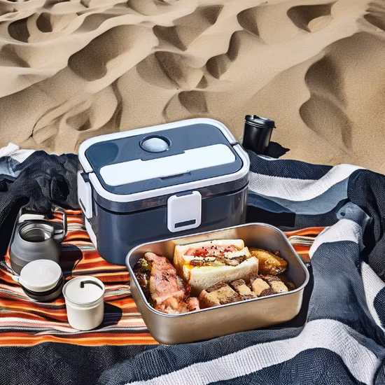 Portable Insulation Square Three-Compartment Double-Layer Electric Lunch Box