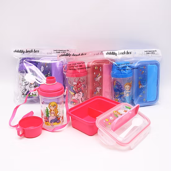 Lunch Box with Water Bottle Leak Proof Customized Plastic Wholesale Bento School Lunch Box Kids with Water Bottle Set