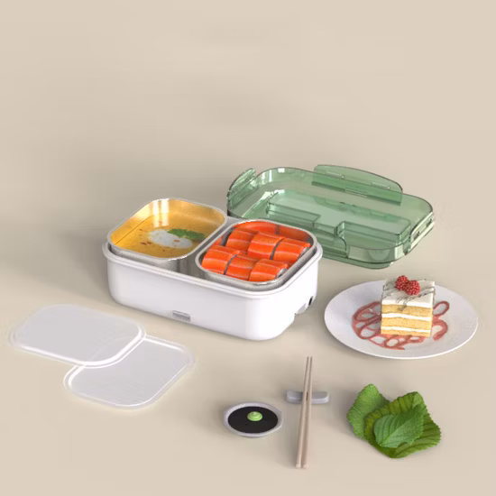 Stainless Steel 2 Layers Food Warmer Electric Heated Lunch Box